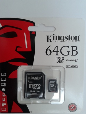 microSDXC 64Gb Kingston Class 10 (адаптер SD)
