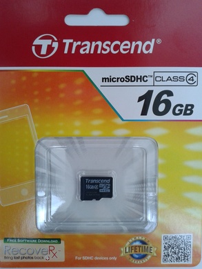 MicroSDHC 16Gb Transcend Class 4