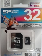 MicroSDHC 32Gb SiliconPower класса 4 (адаптер SD)